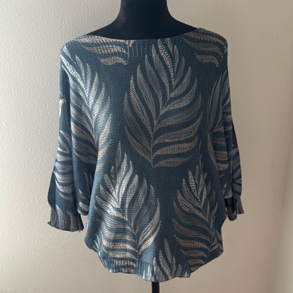 Luisa Ricci Made in Italy knit cold shoulder watercolor shades of gray Sz L‎ new